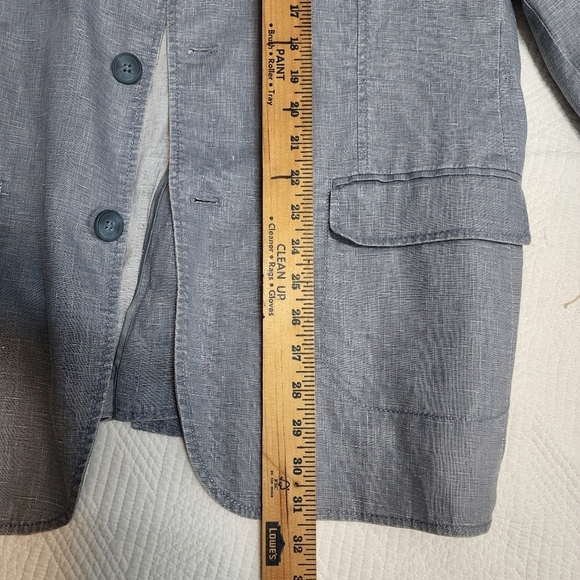INC 100% Linen Blue Blazer Jacket Mens Size Large - Picture 10 of 12